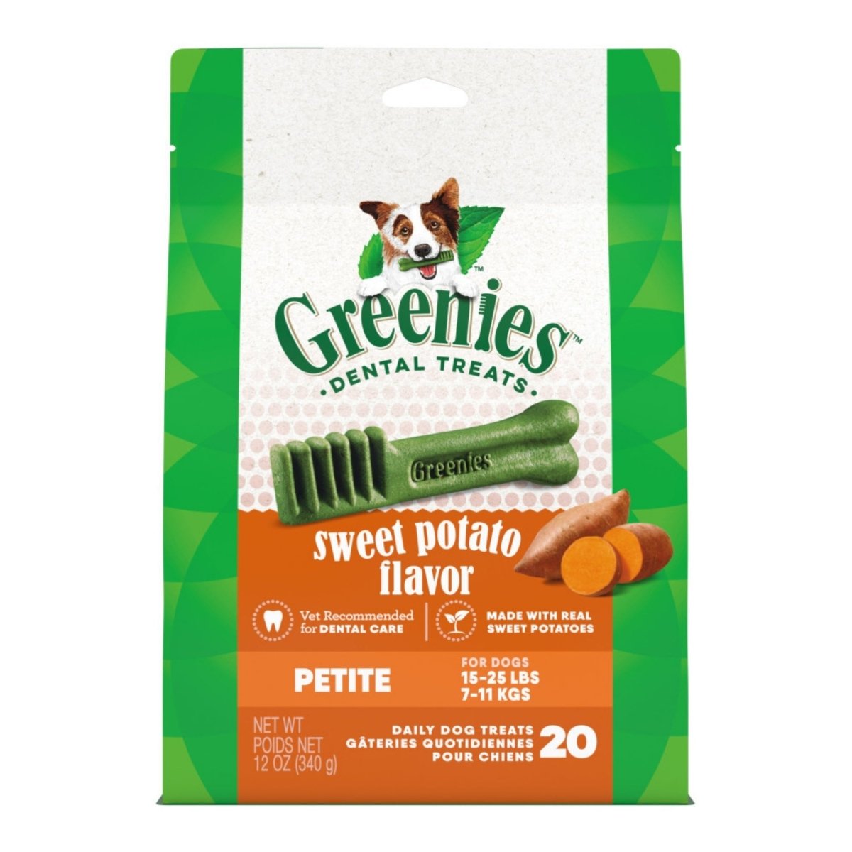 Greenies Dog Dental Treats Petite, Sweet Potato, 1ea/12 oz, 20 ct - Pets Perfect