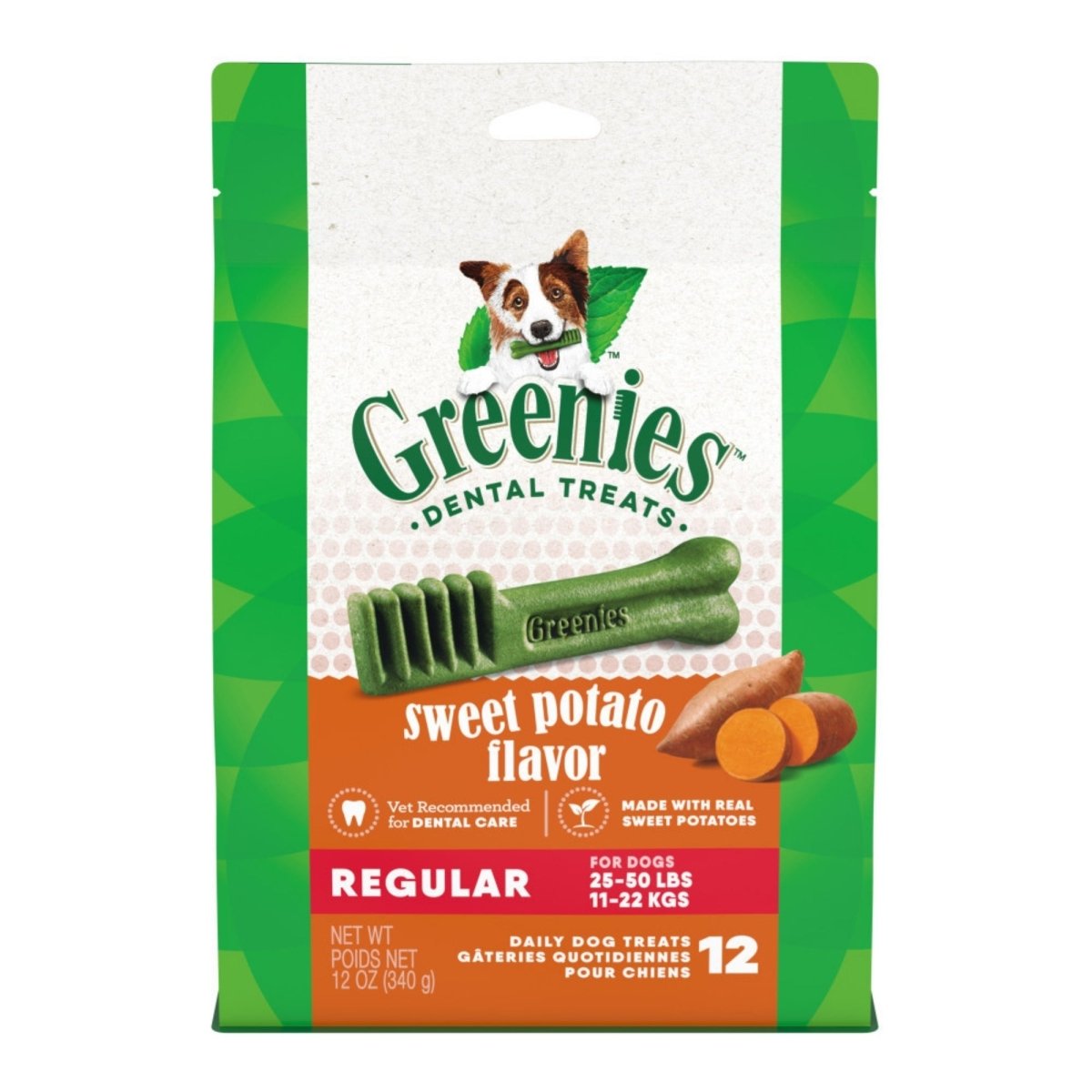 Greenies Dog Dental Treats Regular, Sweet Potato, 1ea/12 oz, 12 ct - Pets Perfect