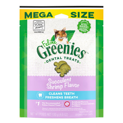 Greenies Feline Adult Cat Dental Cat Treats Succulent Shrimp, 2.1 oz
