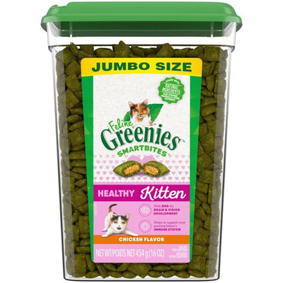 Greenies Feline SmartBites Healthy Kitten Cat Treats, Chicken Flavor, 16 oz