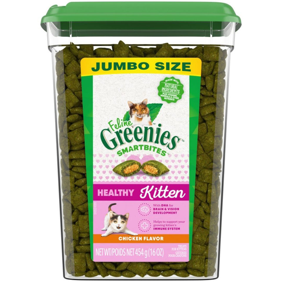 Greenies Feline SmartBites Healthy Kitten Cat Treats, Chicken Flavor, 16 oz