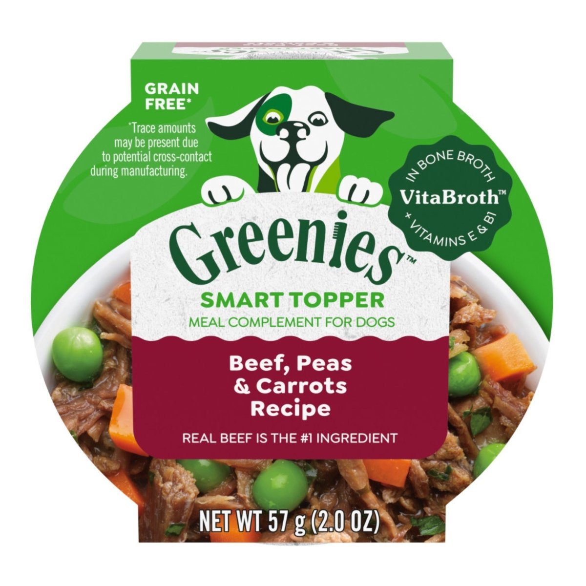 Greenies Smart Topper Grain - Free Wet Dog Food Topper Beef, Peas & Carrots 2oz Case of 10 - Pets Perfect