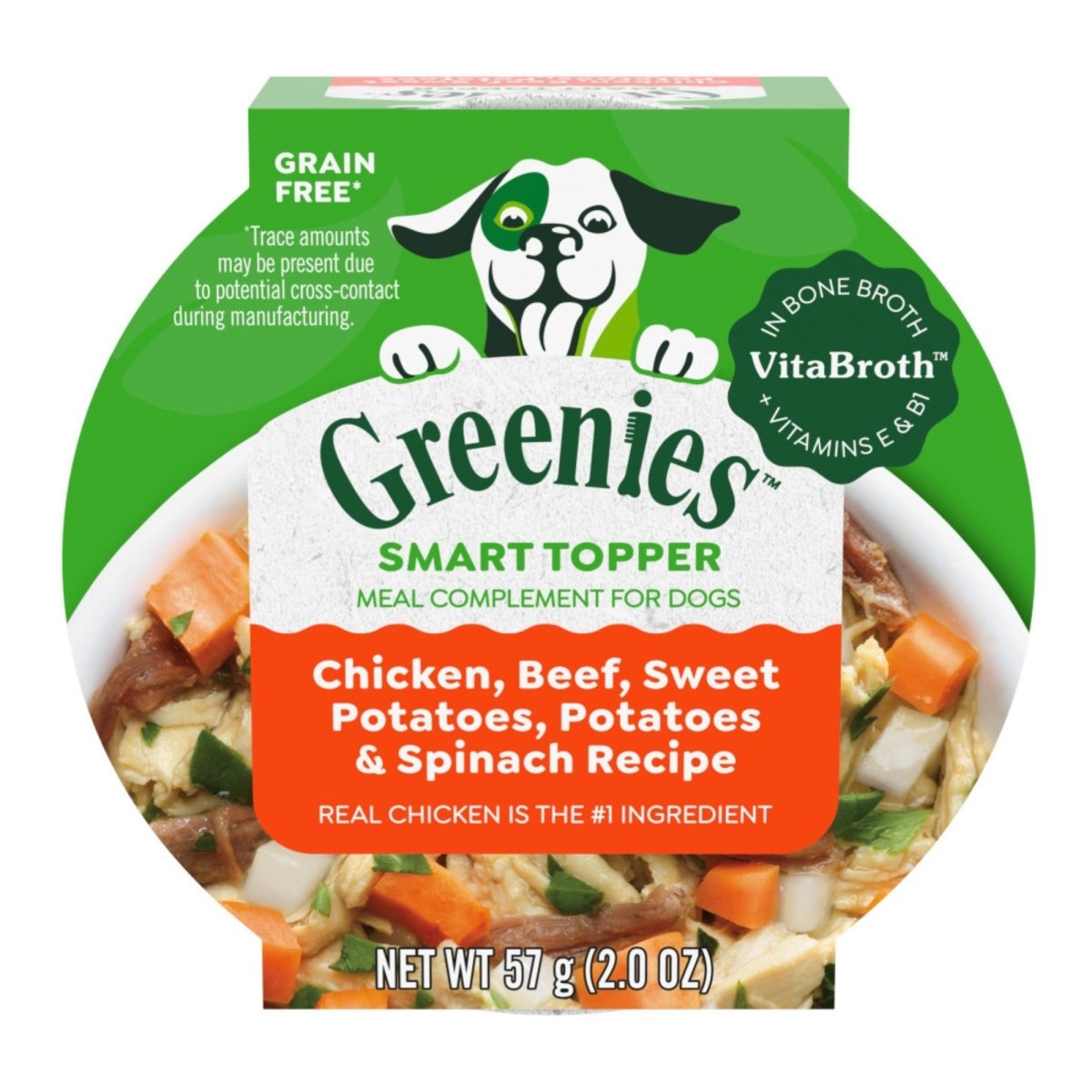 Greenies Smart Topper Grain - Free Wet Dog Food Topper Chicken, Beef, Sweet Potato & Spinach 2oz Case of 10 - Pets Perfect