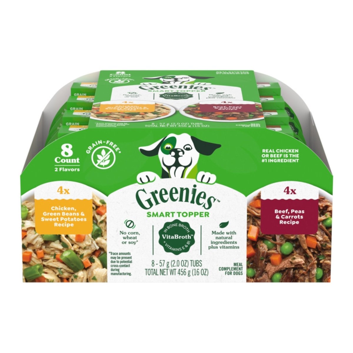 Greenies Smart Topper Grain - Free Wet Dog Food Topper Variety Pack Chicken & Beef 2oz 8 - Pack - Pets Perfect
