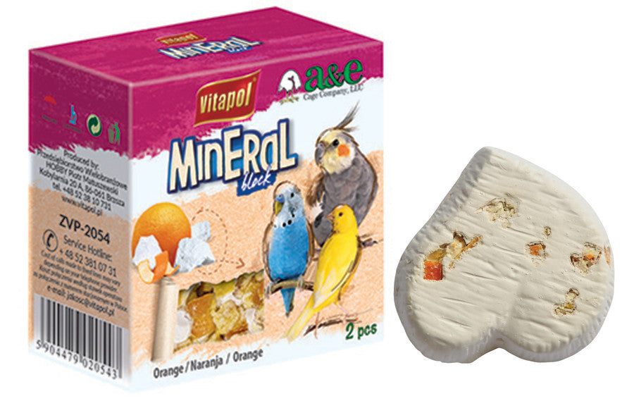 A&E Vitapol Infused Mineral Block Orange 35g