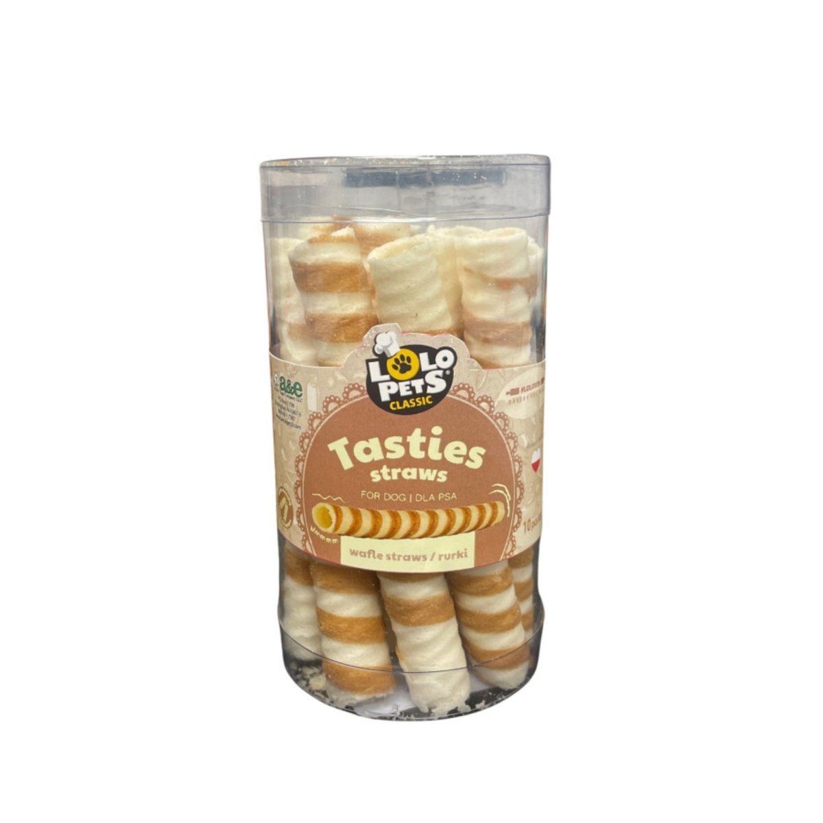 A & E Cages LoLo Pets Classic Tasties Straws Dog Treat Waffle, 1ea/10 ct - Pets Perfect