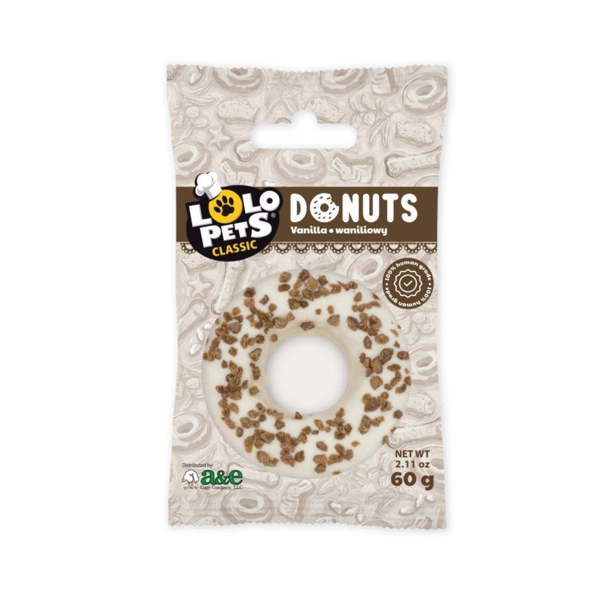 A & E Cages LoLo Pets Bakery Gourmet Donut Dog Treat Vanilla, 1ea/One Size - Pets Perfect