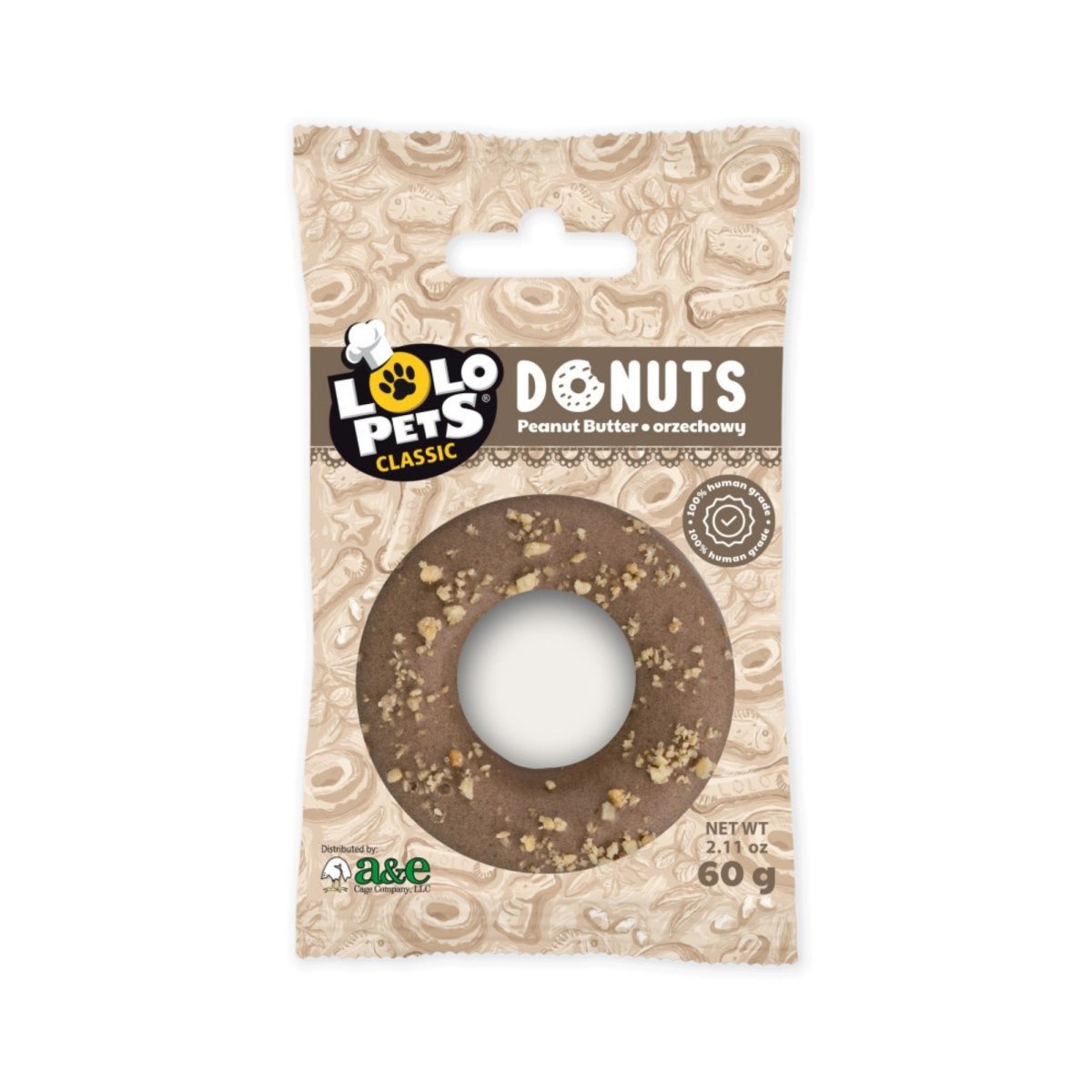 A & E Cages LoLo Pets Bakery Gourmet Donut Dog Treat Peanut Butter, 1ea/One Size - Pets Perfect