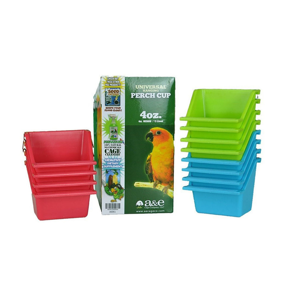 A & E Cages Universal Food and Water Cups Display 12ea/4 oz, 12 ct