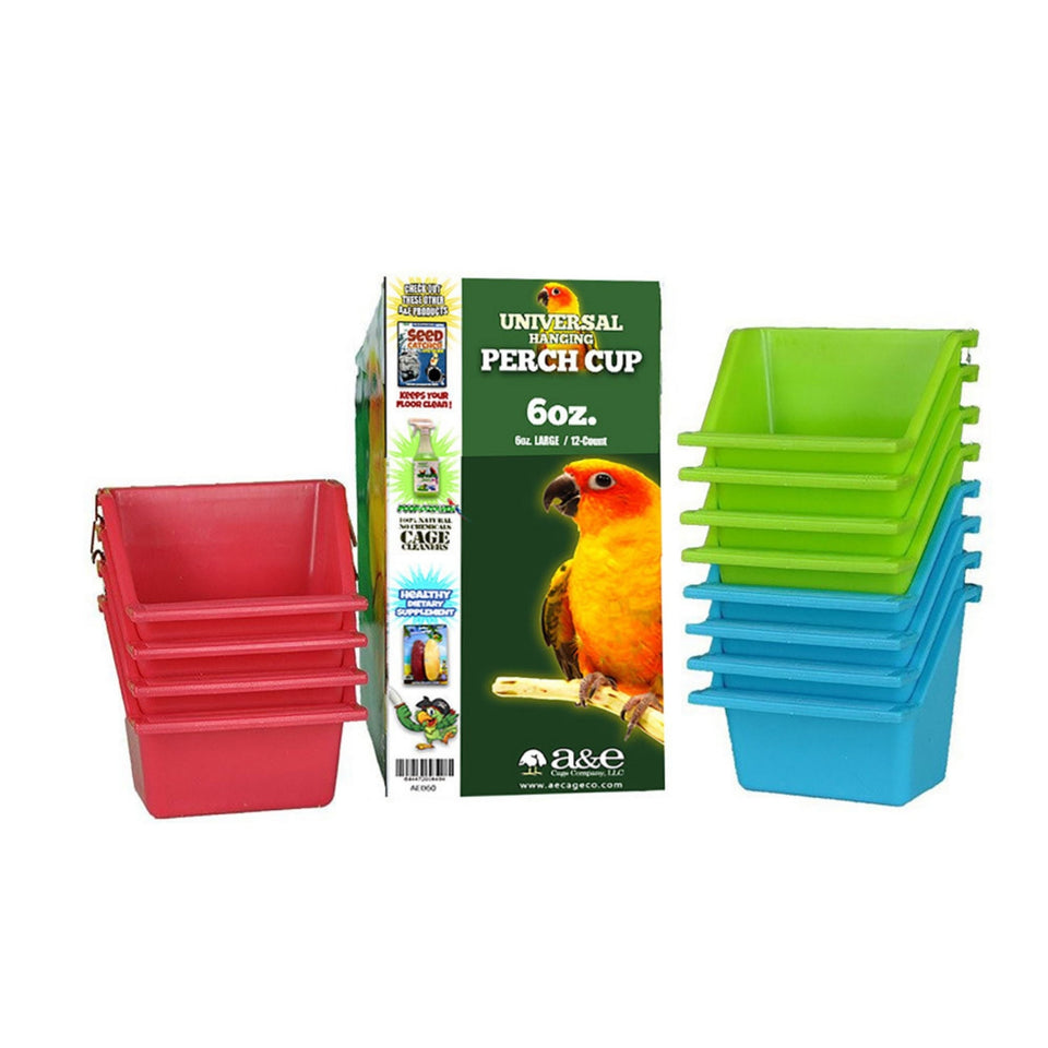 A & E Cages Universal Food and Water Cups Display 12ea/6 oz, 12 ct