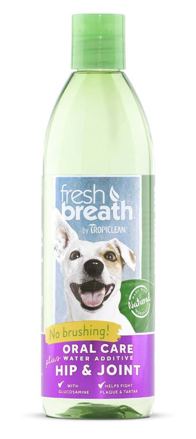 TropiClean Fresh Breath Oral Care Water Additive Plus Hip & Joint for Dogs 16 fl oz