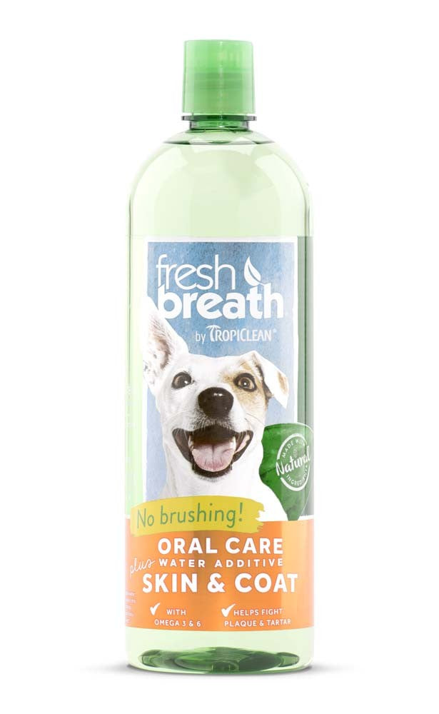 TropiClean Fresh Breath Oral Care Water Additive Plus Skin & Coat for