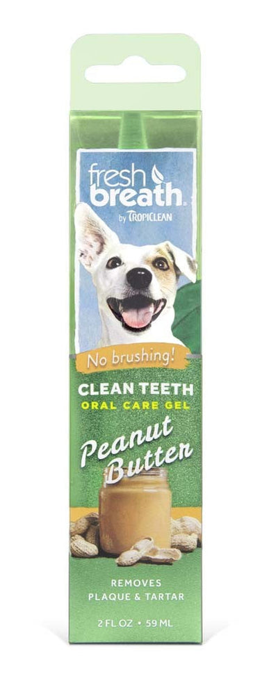 TropiClean Fresh Breath Peanut Butter Clean Teeth Oral Care Gel For Dogs 2 oz