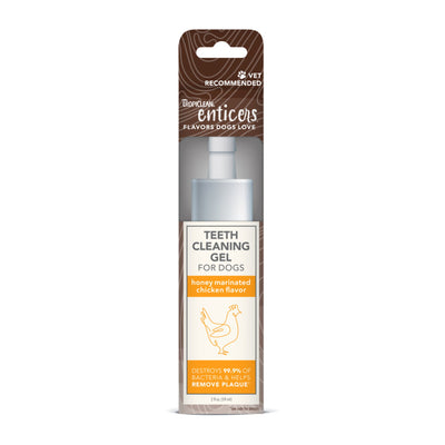 TropiClean Enticers Teeth Cleaning Gel for Dogs Honey Marinated Chicken 2 oz