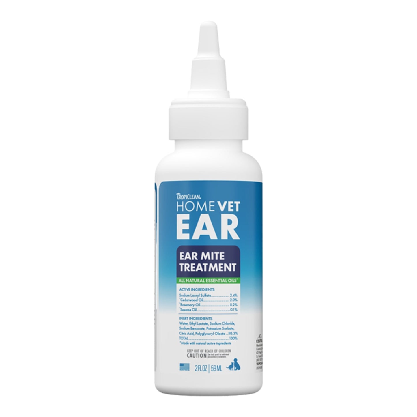 Tropiclean Homevet Dog & Cat Ear Mite Treatment 2oz.