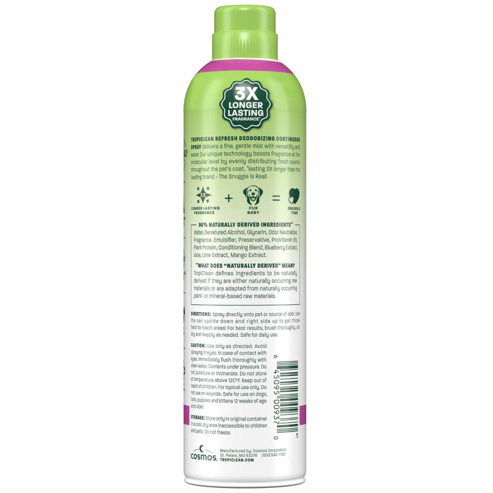 Tropiclean Dog Deodorizing Spray Berry & Coconut 10oz.