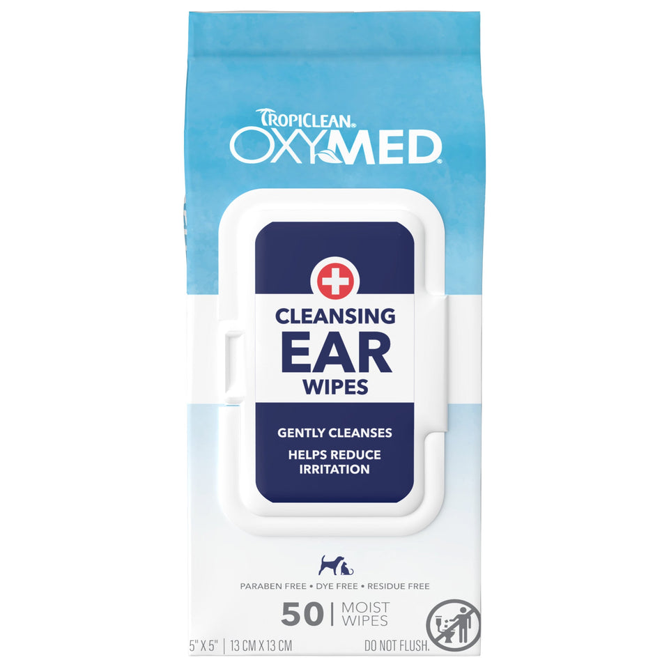 Tropiclean Dog & Cat Oxymed Cleansing Ear Wipes - 50 Count