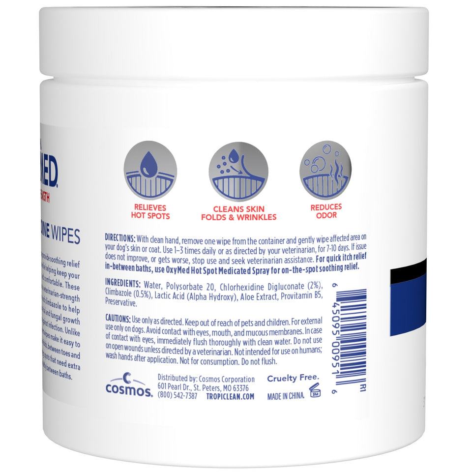 Tropiclean Dog & Cat Oxymed Chlorhexidine Wipes - 100 Count