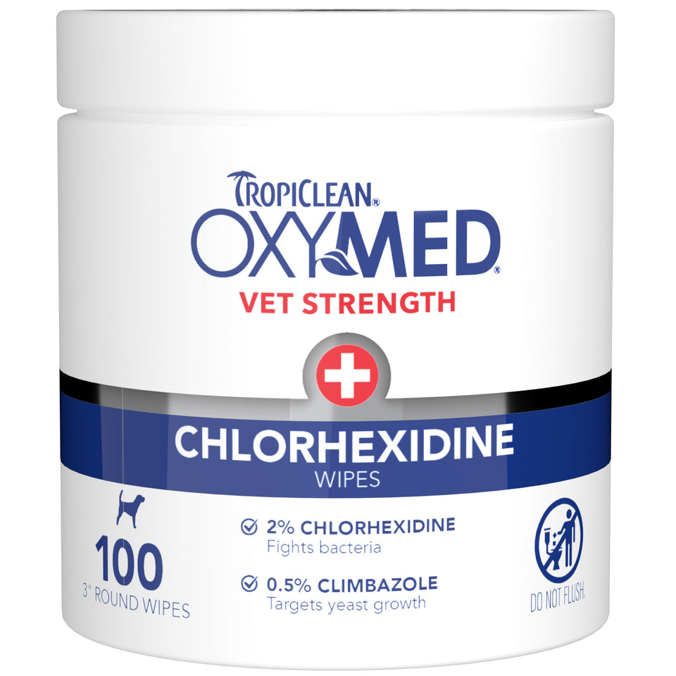 Tropiclean Dog & Cat Oxymed Chlorhexidine Wipes - 100 Count