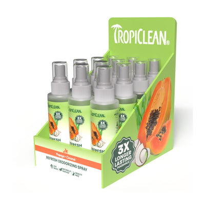 TropiClean Refresh Deodorizing Spray for Pets Display Papaya & Coconut, 1ea/12Pc