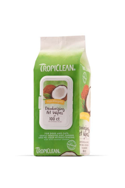 TropiClean Hypo-Allergenic Cleaning Wipes for Dogs, 100-Count