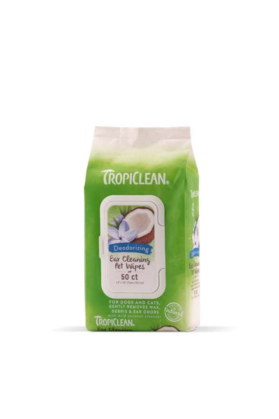 TropiClean Deodorizing Ear Cleaning Pet Wipes, 50-Count
