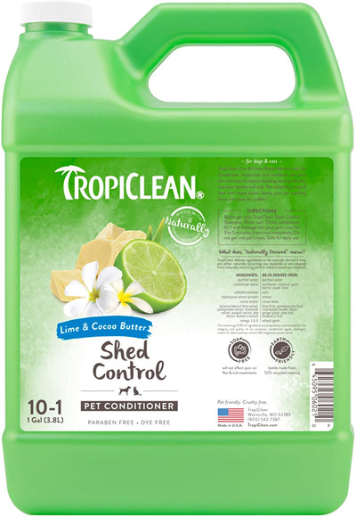 TropiClean Lime & Cocoa Butter Shed Control Conditioner for Pets, 1 gal