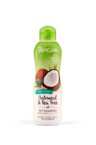 TropiClean Oatmeal & Tea Tree Medicated Itch Relief Pet Shampoo for Pets 20 oz