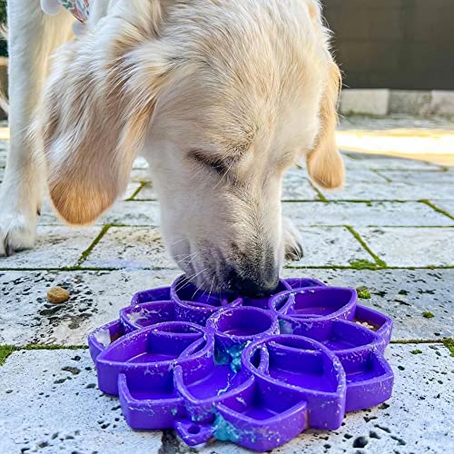 SodaPup Mandala eTray Slow-Feeder & Lick Mat for Dogs - Purple 8" - Pets Perfect