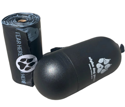 Alpha Dog Pack Compostable Poop Bag Dispenser, 15 ASTM Certified Bags, Black