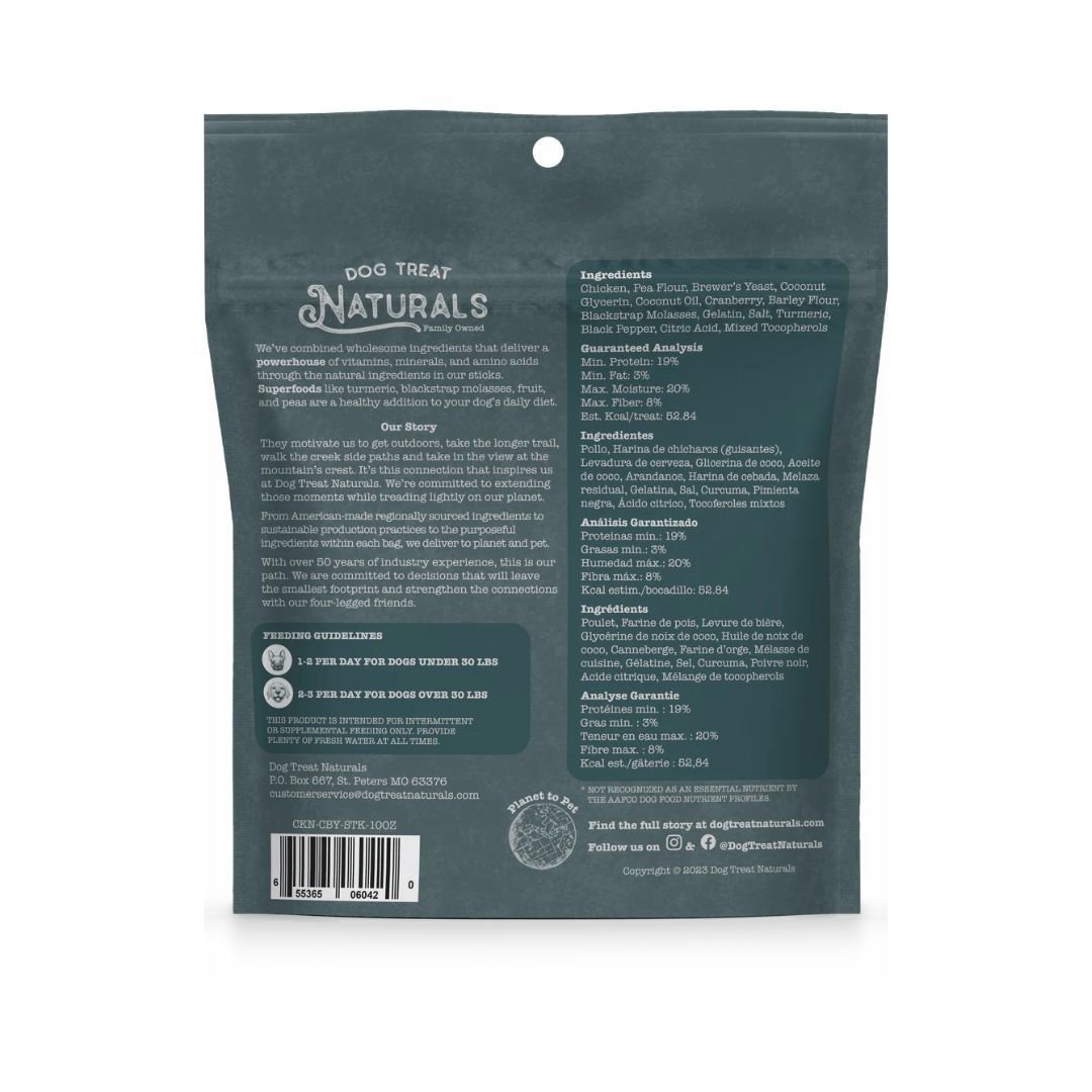 Dog Treat Naturals Dog Superfood Sticks Chicken & Cranberry 10Oz - Pets Perfect