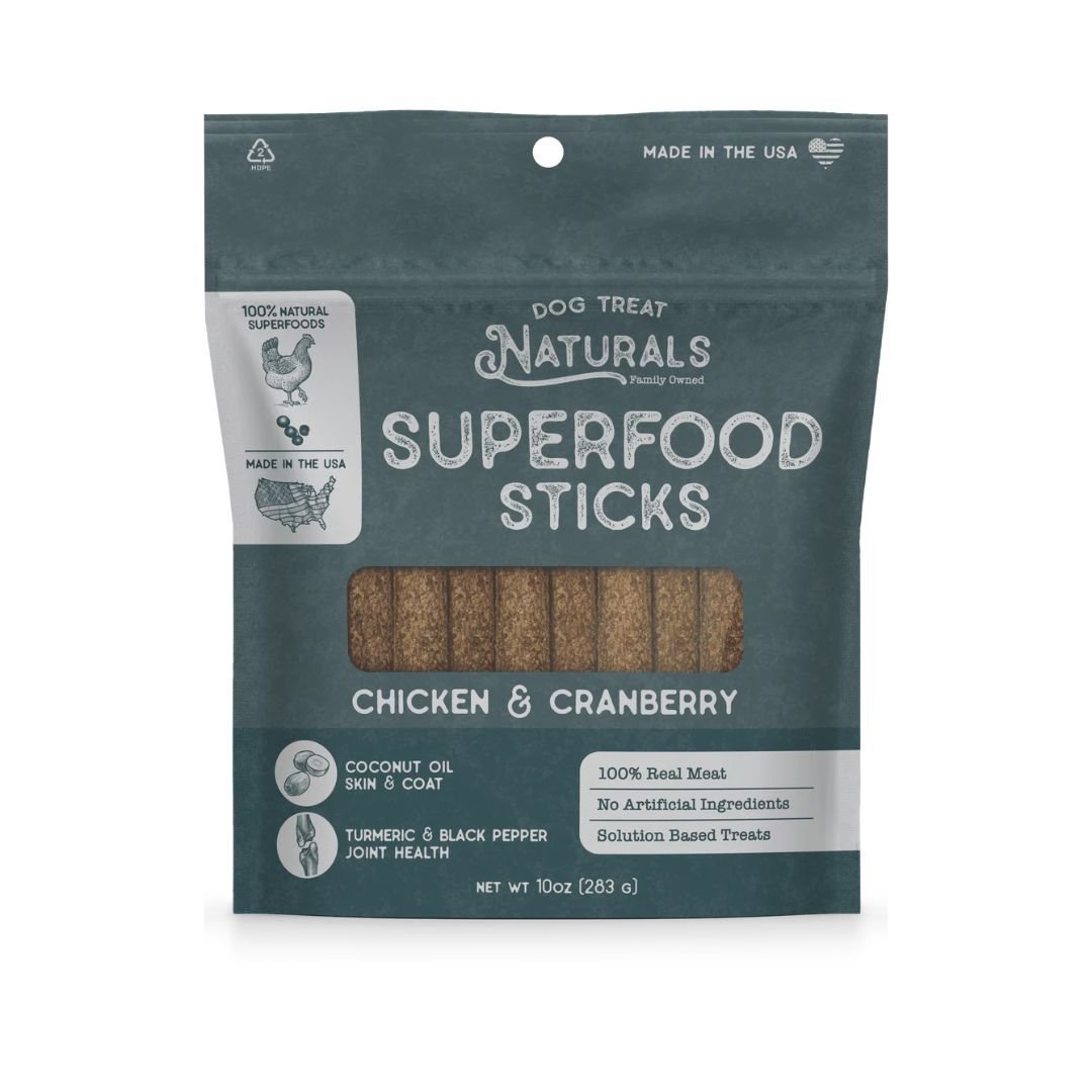 Dog Treat Naturals Dog Superfood Sticks Chicken & Cranberry 10Oz - Pets Perfect