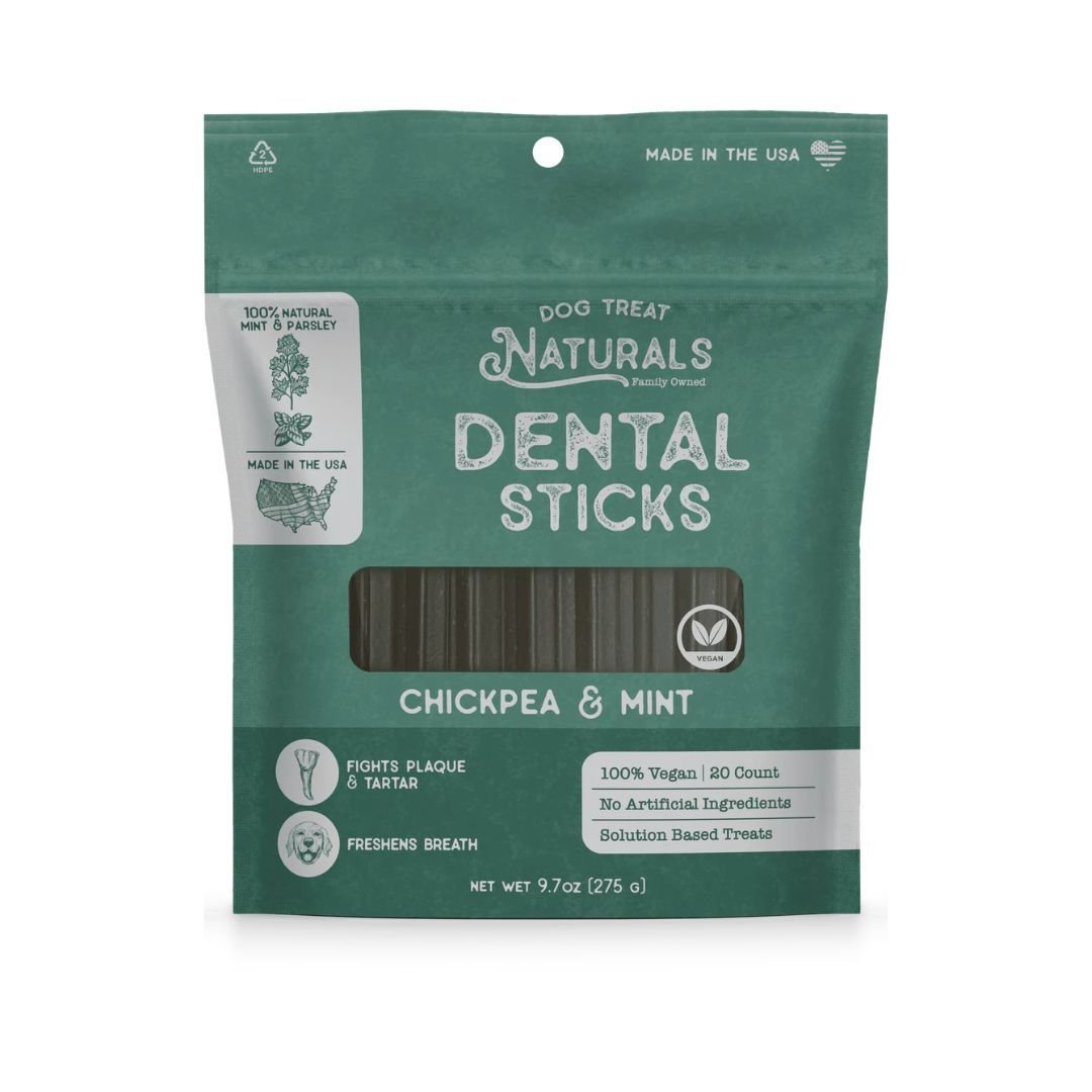 Dog Treat Naturals Dog Dentals Sticks Chickpea & Mint 10Oz 20 Count - Pets Perfect