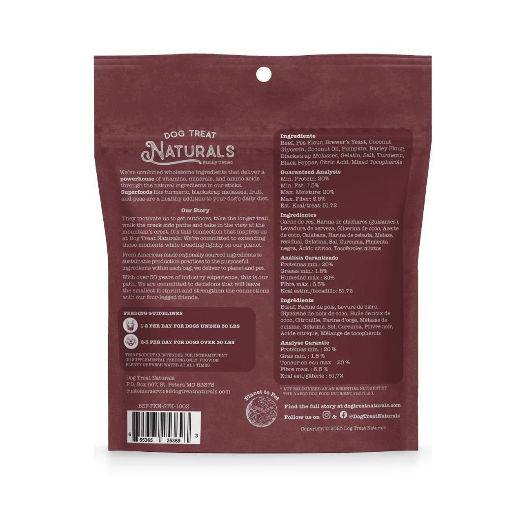 Dog Treat Naturals Dog Superfood Sticks Beef & Pumpkin 10Oz - Pets Perfect