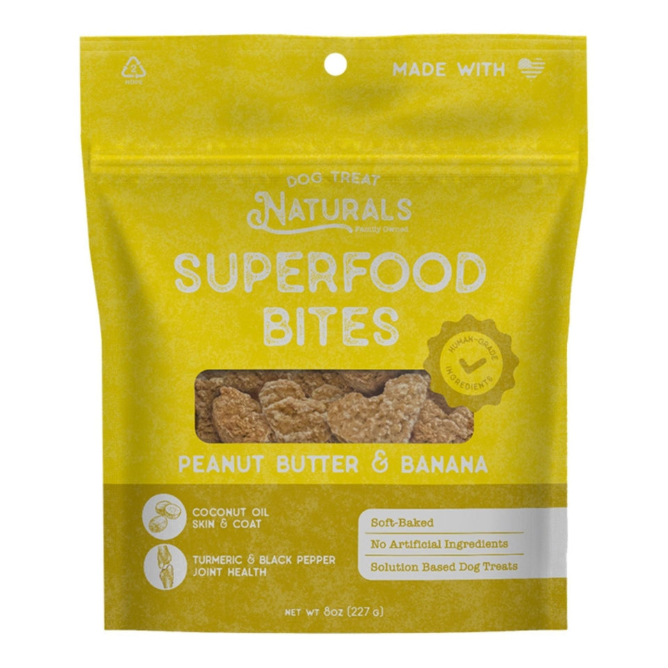 Dog Treat Naturals Dog Superfood Bites Peanut Butter & Banana 8oz.