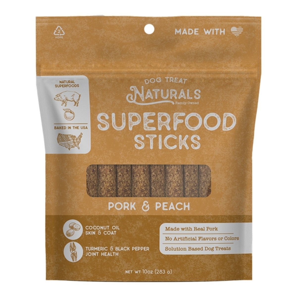 Dog Treat Naturals Dog Superfood Sticks Pork & Peach 10Oz - Pets Perfect