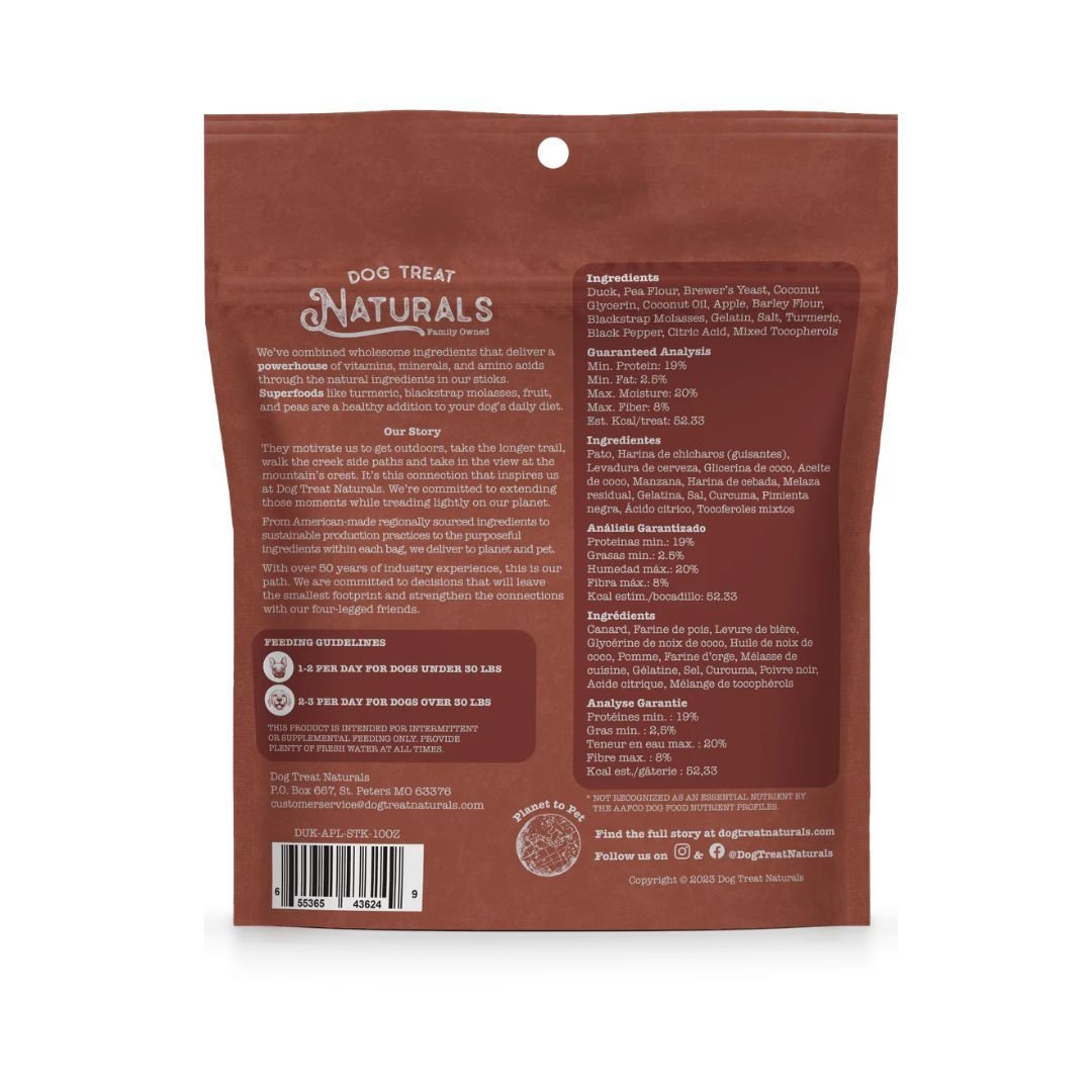 Dog Treat Naturals Dog Superfood Sticks Duck & Apple 10Oz - Pets Perfect