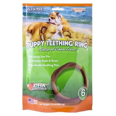 Pumpkin teething rings pouch showing two bulldog puppies playing on beach