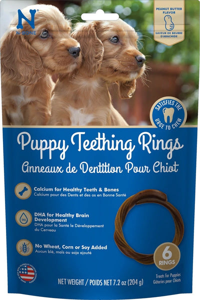 Nbone Dog Teething Ring Peanut Butter, 6-Count