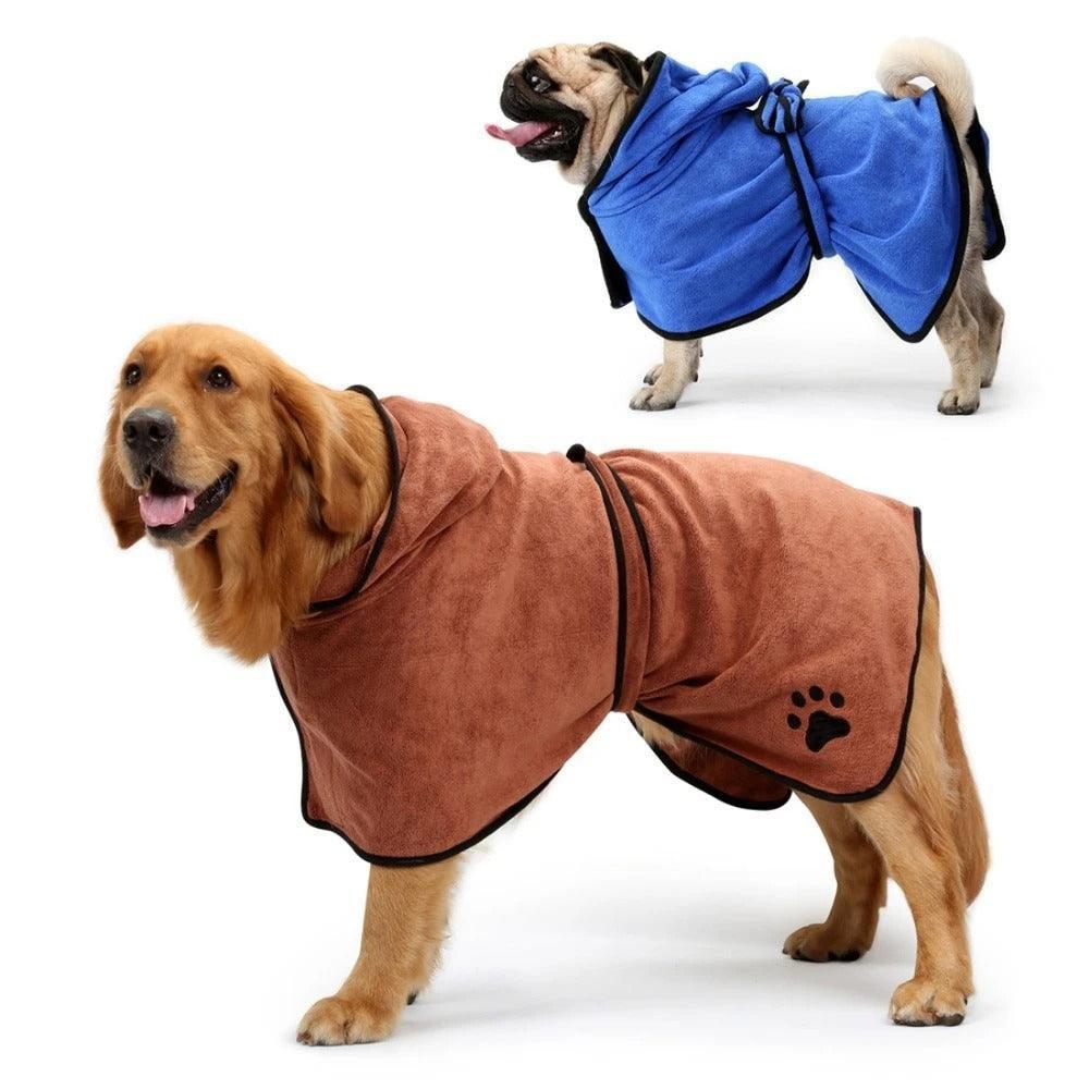 Ultra - Dry Absorbent Dog Bathrobe - Super Soft Fine Fiber Towel - Pets Perfect