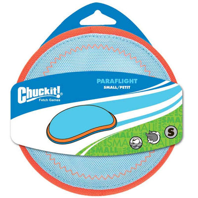 Blue and orange Paraflight flying disc toy on small-size package