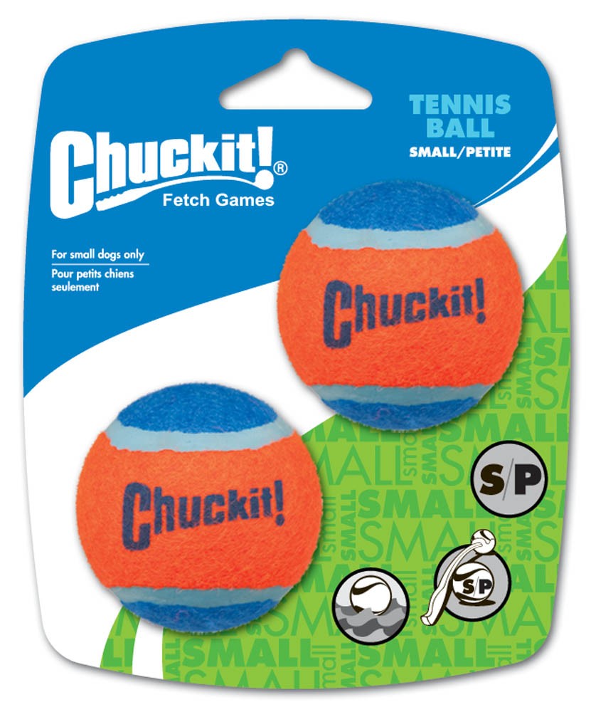 Chuckit! Tennis Ball Dog Toy, Small, Blue & Orange, 2-Count