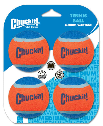 Chuckit! Tennis Ball Dog Toy Shrink Sleeve Blue/Orange Medium, 4-Count