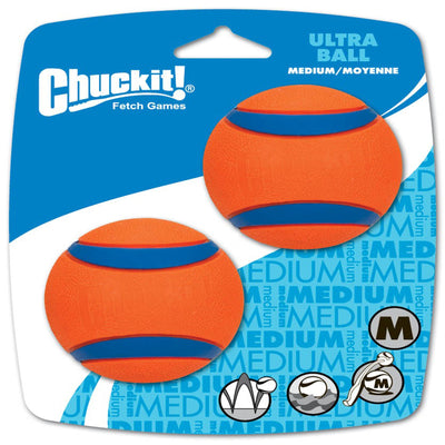 Chuckit! Ultra Ball Dog Toy Blue/Orange, Medium, 2-Count
