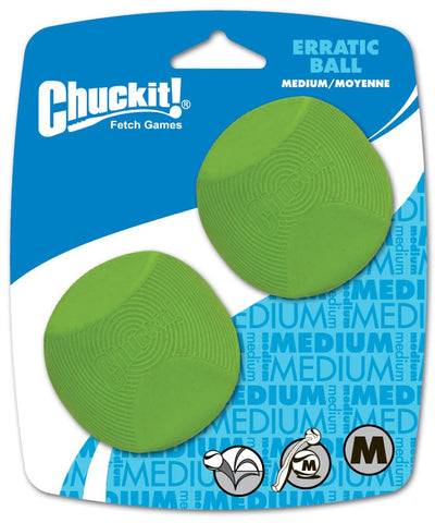 Chuckit! Erratic Dog Toy Ball Green, Medium, 2-Count
