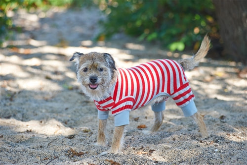 Fashion Pet Striped Dog Pajamas - Red, Small
