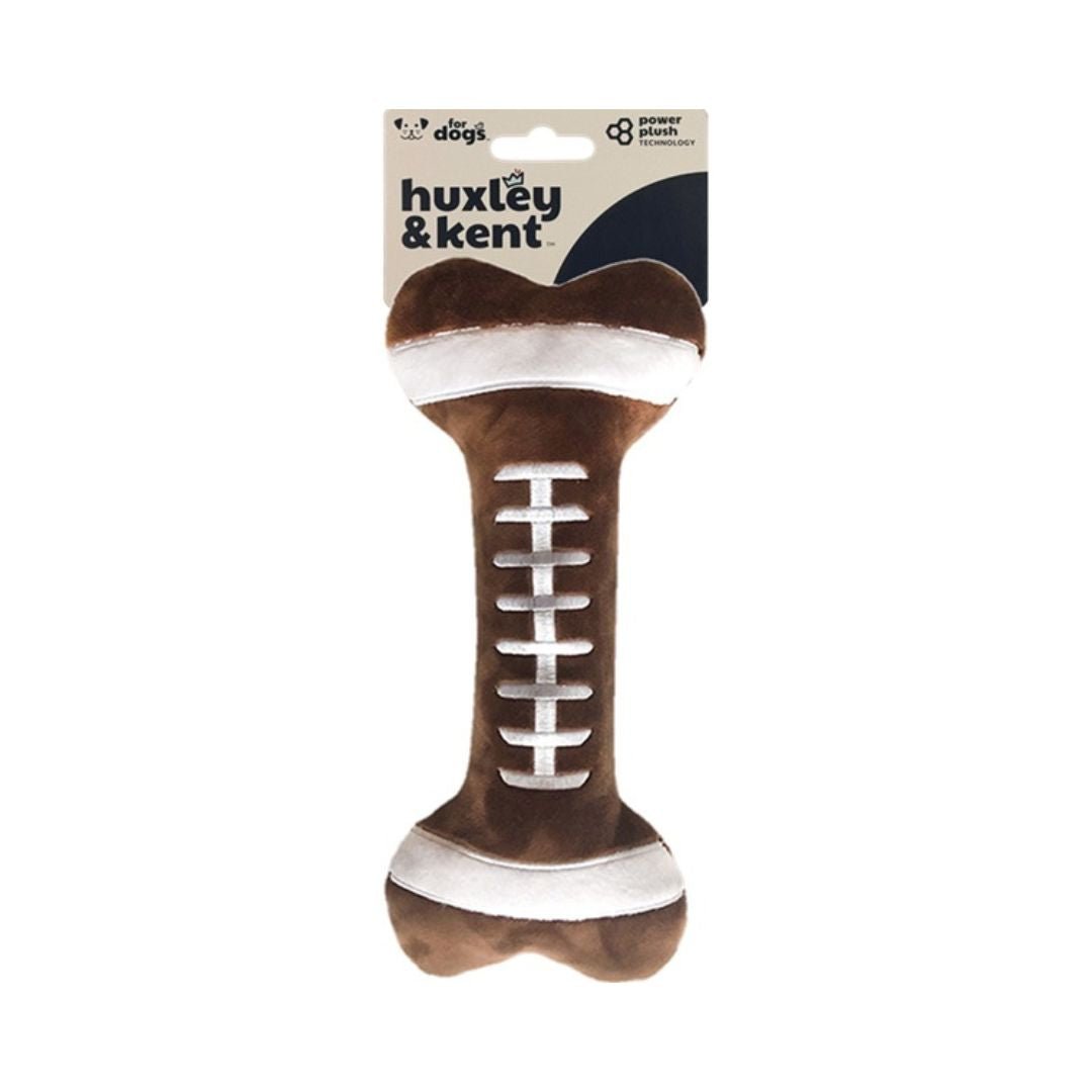 H&K Power Plush Dog Football Bone Large Squeak Crinkle - Pets Perfect