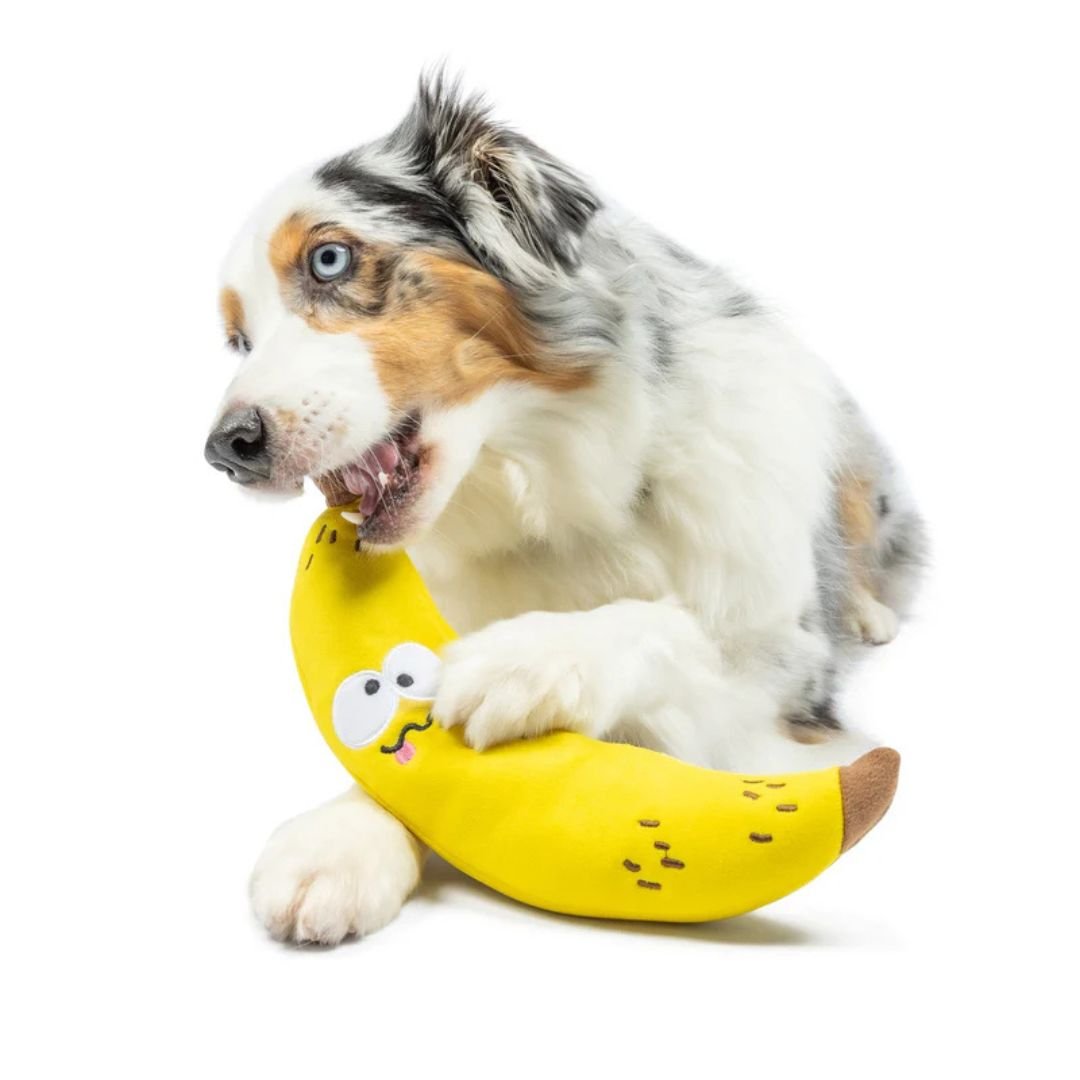 H&K Fetchies D Bruiser Banana Small Plush Squeak Crinkle - Pets Perfect