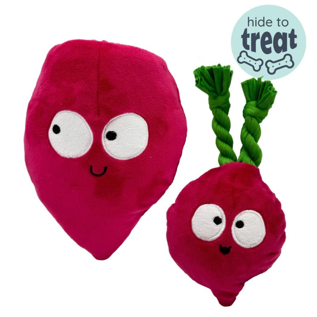 H&K Pop 'N Fetch D Beet Large Plush Squeak Crinkle - Pets Perfect
