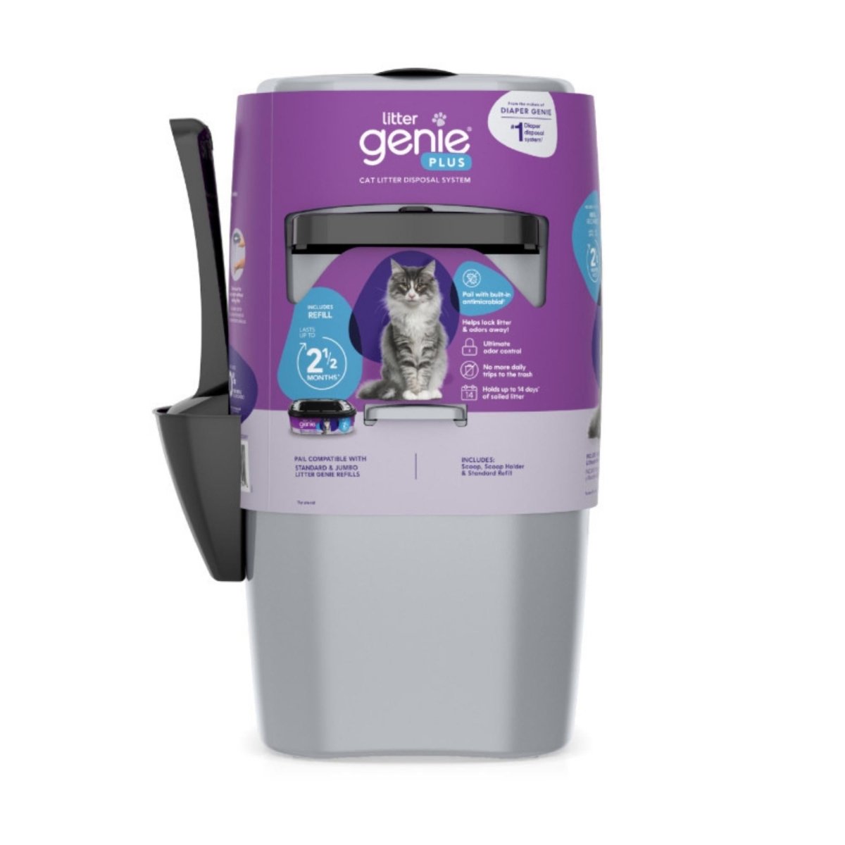 Litter Genie Plus Cat Litter Pail Disposal System Silver, 1ea/One Size - Pets Perfect